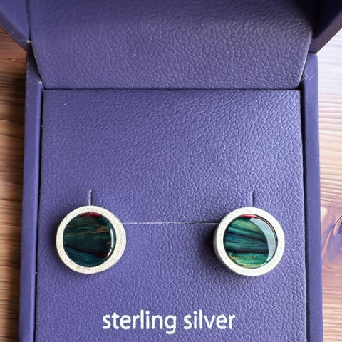 Heathergems Circle Satin Silver Earrings