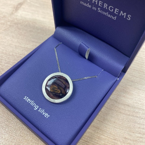Heathergems Circle Satin Silver Pendant Necklace