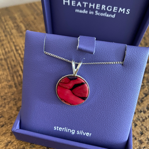 Heathergems Silver Circle Pendant Necklace SP432 RED