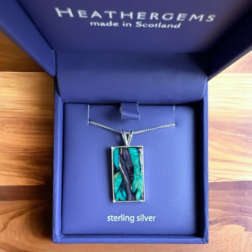 Heathergems Silver Rectangle Pendant Necklace