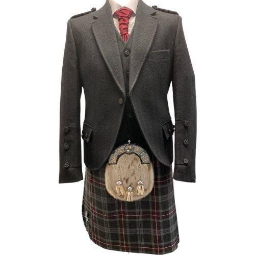 Black Crail Jacket with Hebridean Heather Kilt