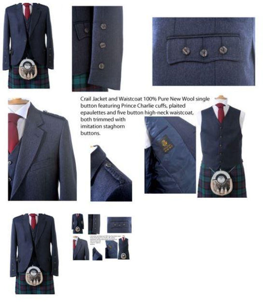 Midnight Blue Tweed Crail Jacket and Waistcoat