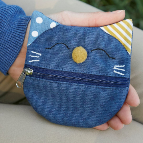Earth Squared Canvas Purse - Navy Cat