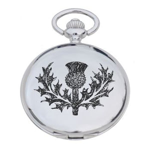 Thistle Engraved Stainless Steal Pocket Watch