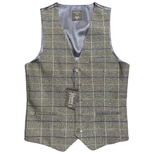 Grey Blue Check Waistcoat 36