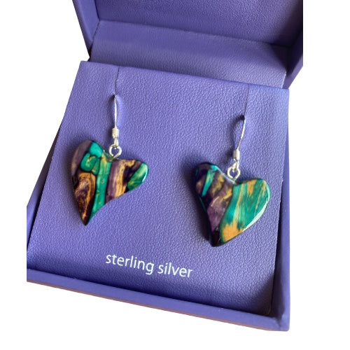 Heathergems Quirky Heart Earings SE64 Green