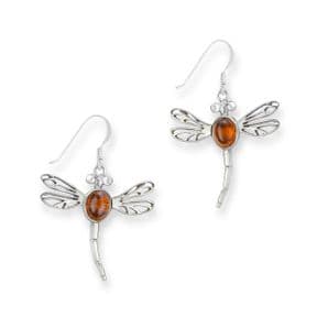 Outlander Inspired Dragonfly in Amber Earrings