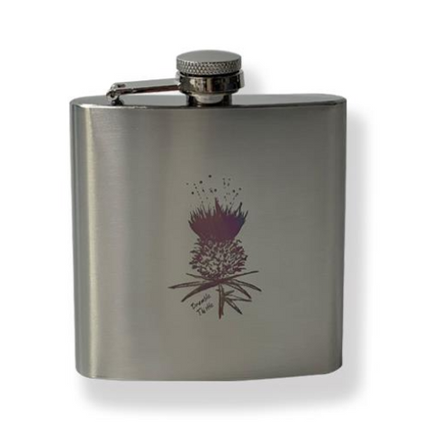 Hip Flask Bramble Thistle Scotland 6oz Stainless Steel