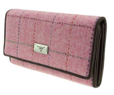 Harris Tweed Tiree Purse - Pink Overcheck