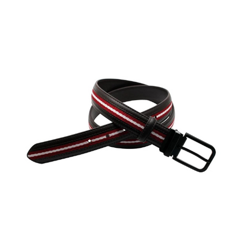 Coloured Leather Stripe Belt Brown M