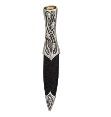 Sgian Dubh Luss Thistle Matt Pewter with Stone Top SD100M