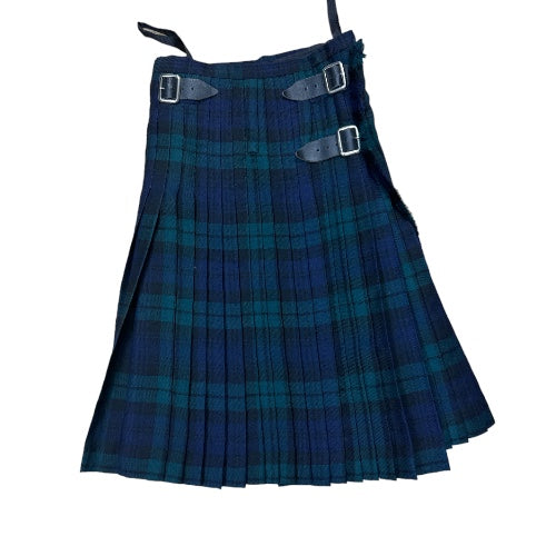 Mens Wool Kilt in Black Watch Tartan 28" waist 25" Length