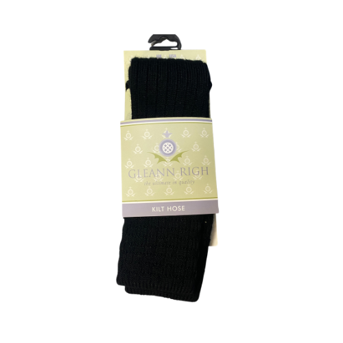 Mens Glenbeg Kilt Socks in Black - Sizes 4-7