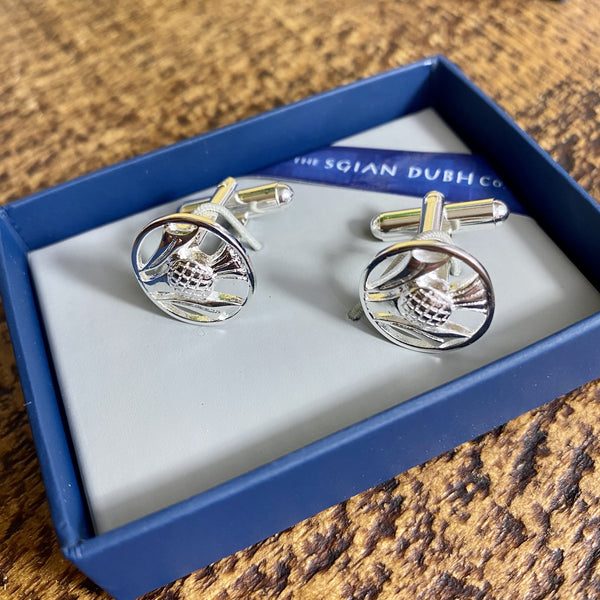 thistle silver plated cufflinks